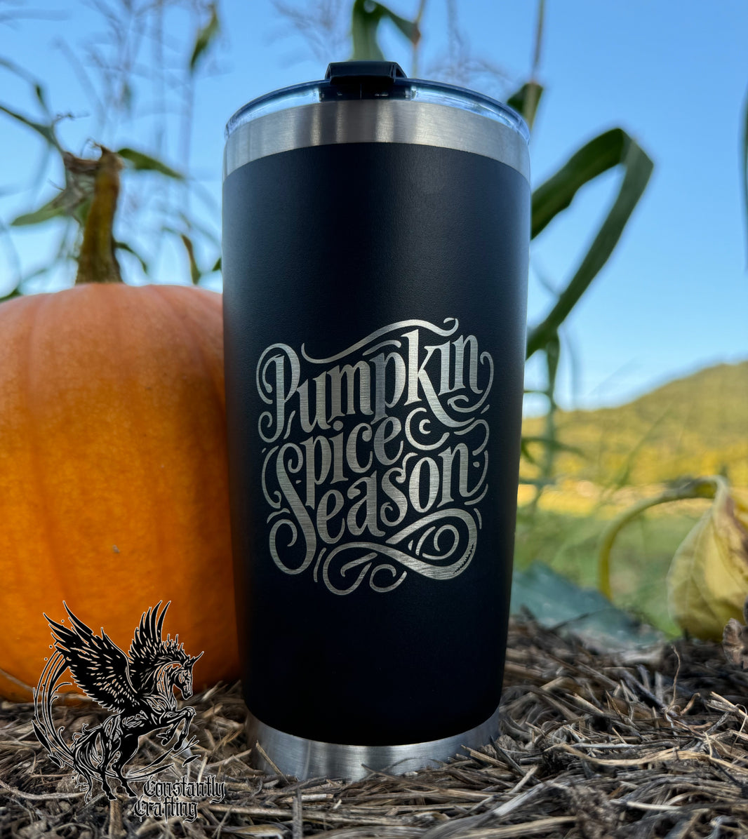 image Pumpkin Spice Season Tumbler, Fall Drink ware, Cute Pumpkin Gnome 20oz Tumbler