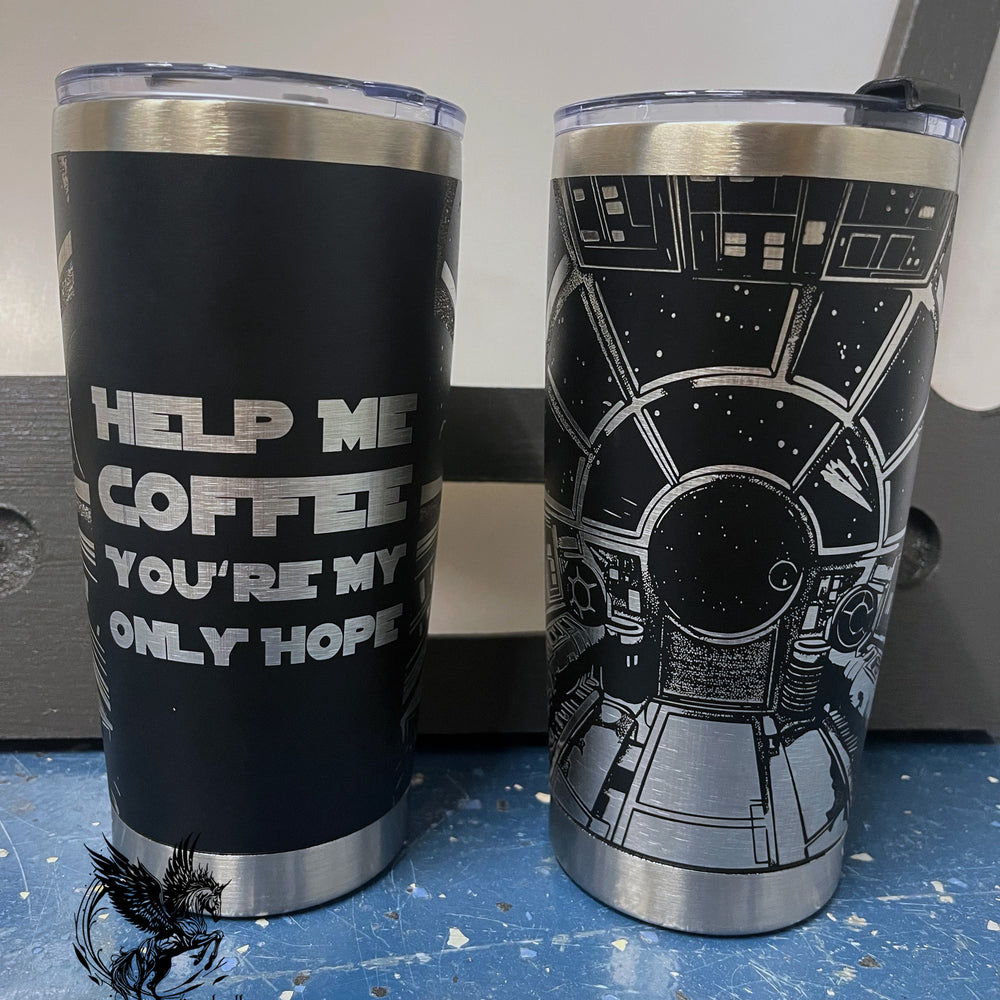 Help me coffee you're my only hope. Galactic 20oz Tumbler