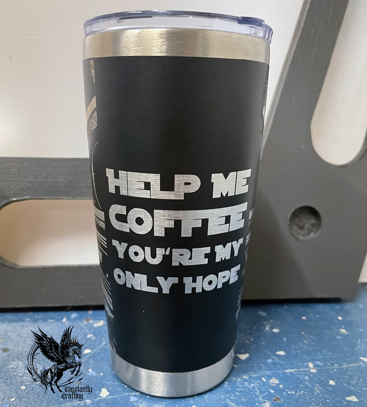 Help me coffee you're my only hope. Galactic 20oz Tumbler