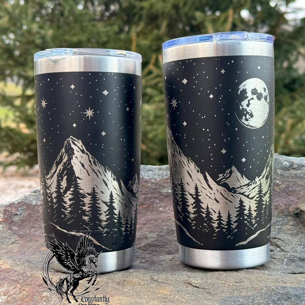 Engraved Mountain Night Sky 20oz Tumbler