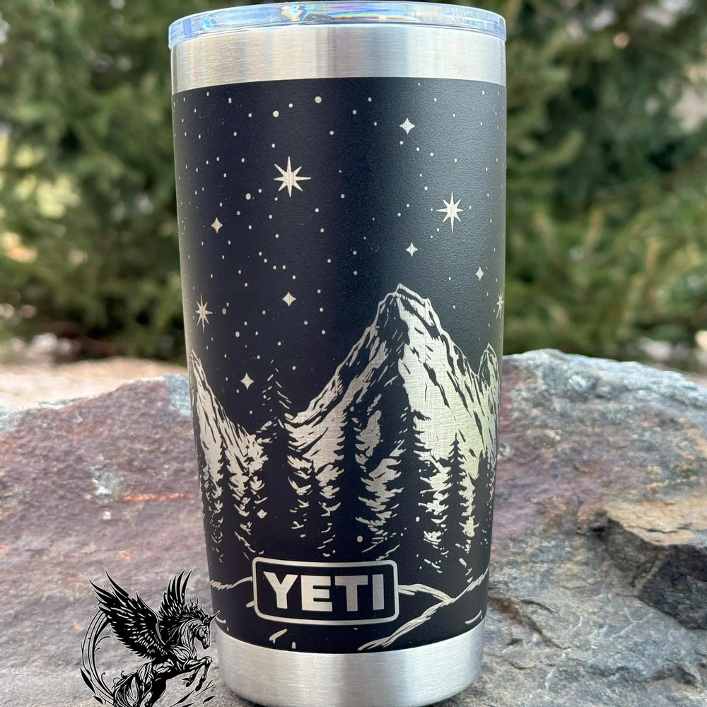 YETI Brand - Engraved Mountain Night Sky 20oz Tumbler