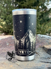 YETI Brand - Engraved Mountain Night Sky 20oz Tumbler
