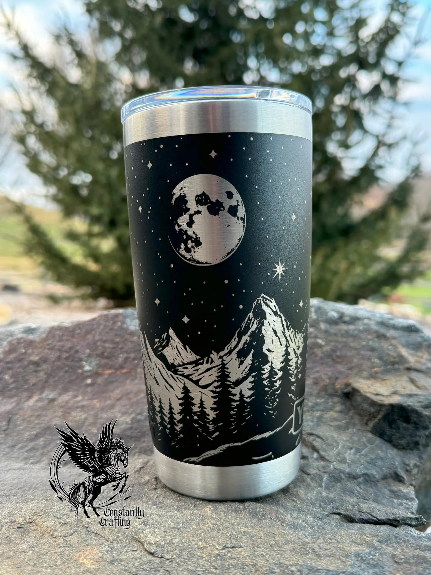 YETI Brand - Engraved Mountain Night Sky 20oz Tumbler