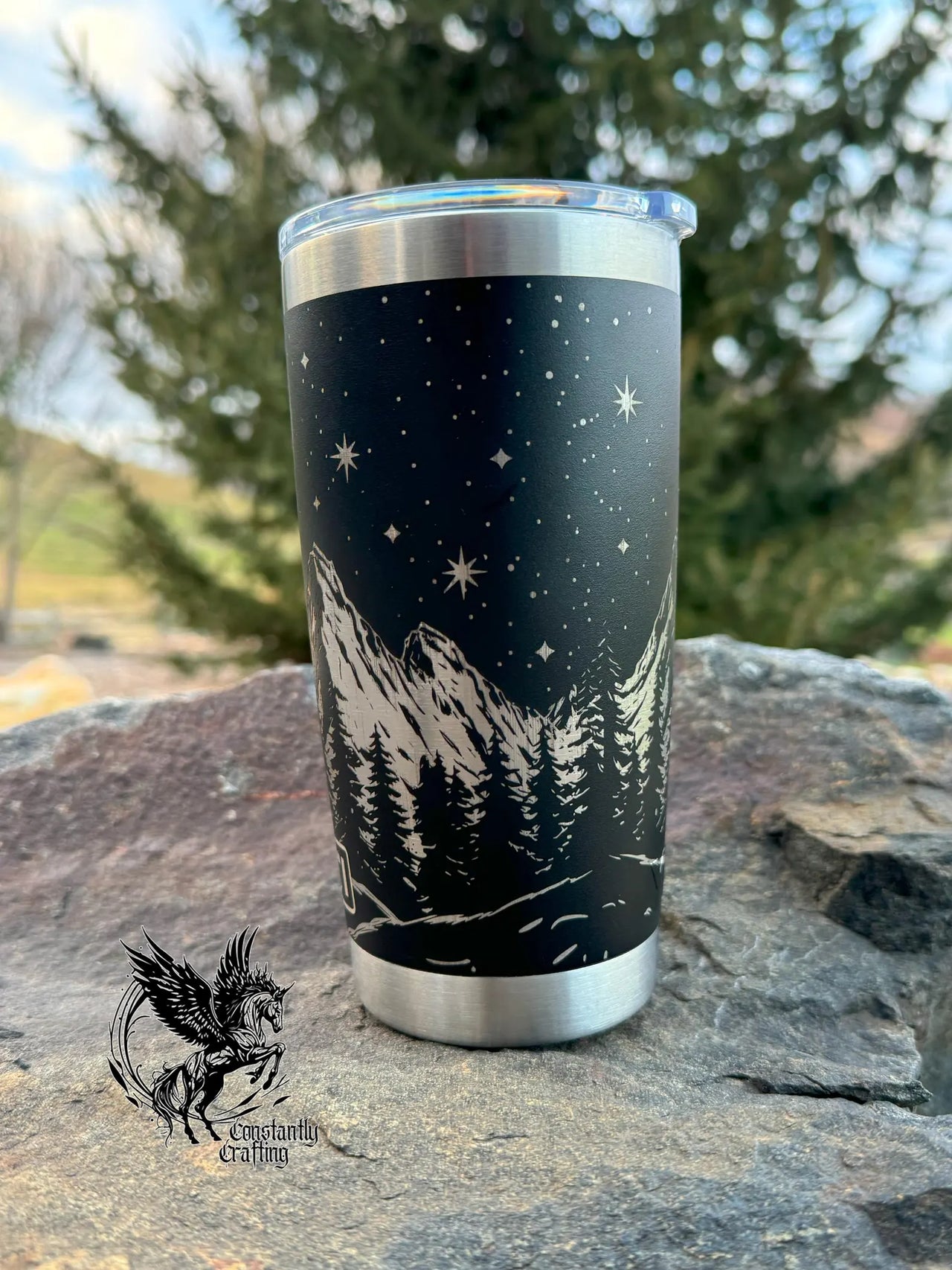 YETI Brand - Engraved Mountain Night Sky 20oz Tumbler