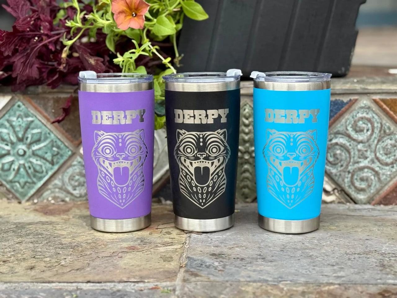 K-Pop Style Derpy Tiger Tumbler – Funny Anime Cat Cup, Stainless Steel Engraved Drinkware