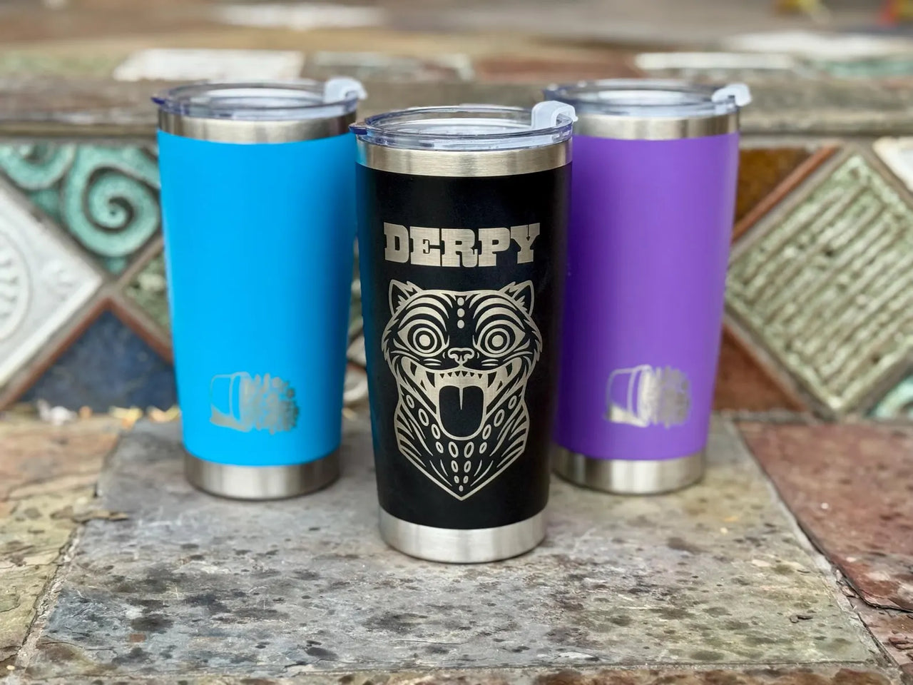 K-Pop Style Derpy Tiger Tumbler – Funny Anime Cat Cup, Stainless Steel Engraved Drinkware