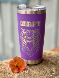 K-Pop Style Derpy Tiger Tumbler – Funny Anime Cat Cup, Stainless Steel Engraved Drinkware