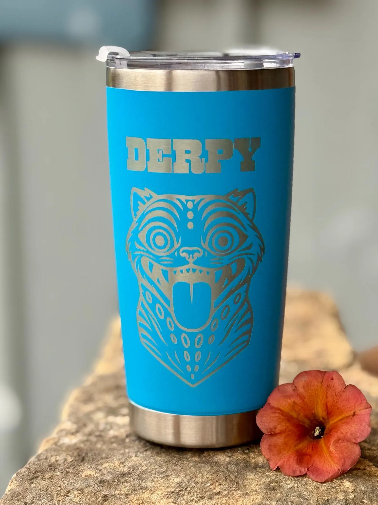 K-Pop Style Derpy Tiger Tumbler – Funny Anime Cat Cup, Stainless Steel Engraved Drinkware