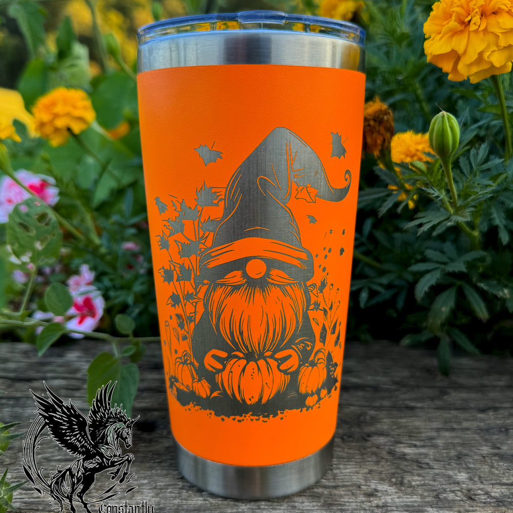Pumpkin Spice Season Tumbler, Fall Drink ware, Cute Pumpkin Gnome 20oz Tumbler